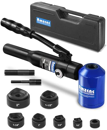 AMZCNC Hydraulic Knockout Hole Punch Driver Kit 1/2 to 2 inch Electrical Conduit Hole Cutter Set KO Tool Kit Metal Sheet Puncher (8TON(1/2~2))