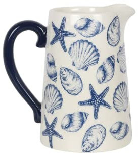 Something Different - Pichet à fleurs COASTAL CHARM (18 cm x 12 cm x 17 cm) (Blanc/Blanc/Bleu/Bleu)