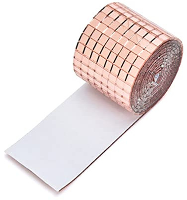 SYNYEY Mosaikfliesen Quadratische Selbstklebend Glasfliesen für Küchen Bädern Fliesen Dekorative Handwerk DIY 4 * 100cm (Roségold)
