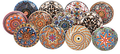 Shah Crafts. Multicolor Premium Quality Assorted Designs Handmade Ceramic Door Knobs, Vintage, Shabby Chic, Interior Furniture, Cabinet Cupboard Wardrobe Drawers Pulls Handles (Pack of 10)