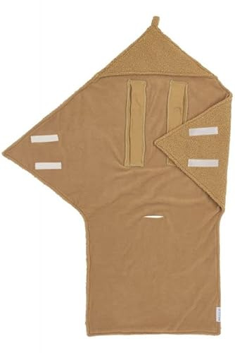 Meyco Baby Bouclé Einschlagdecke (Wickeldecke aus Polyester, besonders weich & warm, praktisch für unterwegs für Babywippe, Kinderwagen oder Autositz), Toffee