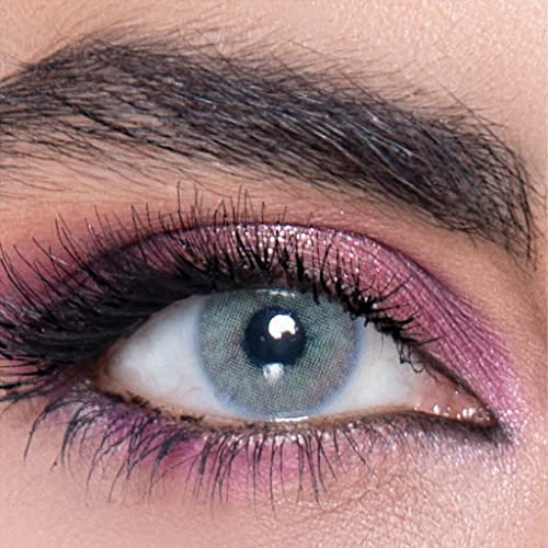 LA' BELLA farbige Kontaktlinsen LAZORD (Dioptrien -0.00) – MILANO SERIE, stark deckende Monatslinsen für 3 Monate, Helle blau-grüne Farblinsen, perfekt für dunkle Augen