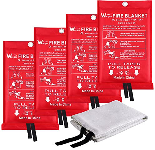 Manta ignífuga de fibra de emergencia - de vidrio de Seguridad Manta ignífuga diseñada para supervivencia en la Cocina, chimenea, barbacoa, garaje, automóviles, almacén de soldadura (1mx1m)