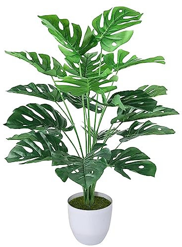 AIVORIUY Planta Artificial con Maceta Falsa Areca Palmera Grande Arbol Artificial Plastico Monstera Interior y Exterior Hogar Salon Dormitorio Balcón Moderno Decorativas Boda Oficina Verde 75cm