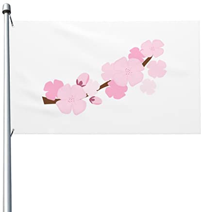 Drapeau léger double face, drapeau de dessin animé fleur de prunier, 0,9 x 1,5 m avec œillets métalliques, décoration de jardin d'extérieur