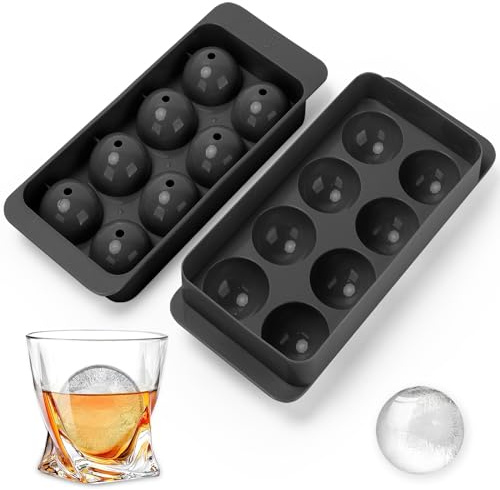 Aibirui 1.8 x 8 Ices,Round Ice Cube Mold,Round Ice Cube Trays for Freezer | Whiskey Ice Cubes Mold,Circle Ice Cube Tray with Lid,Ice Trays-Ice molds,Ice Ball Maker Mold,For Whiskey,Cocktails,Coffe