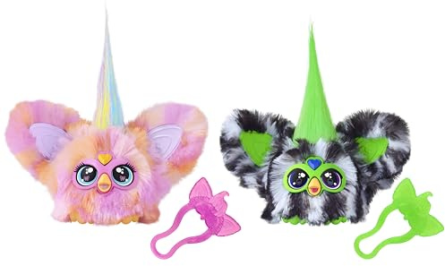 Furby Furblets Fierce and Fabulous Pack of 2 Electronic Plush Toys: May-May and Greenie-Meanie, Rosa, Weiß, Schwarz