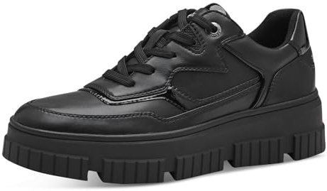 s.Oliver Sneaker da Donna con Plateau Low Top Vegan, Nero, 38 EU