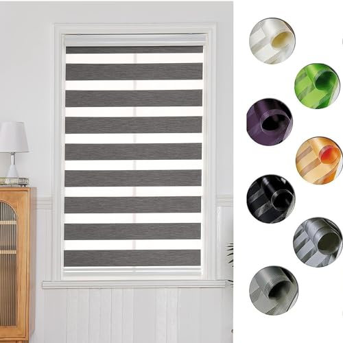 Verdunkelung Dachfenster Rollo 80 x 350 cm Höhe Stufenlos Verstellbar Rollo Seitenzugrollo,Fenster Verdunkelung inkl. Montagematerial, für Fenster & Tür, Dunkelgrau