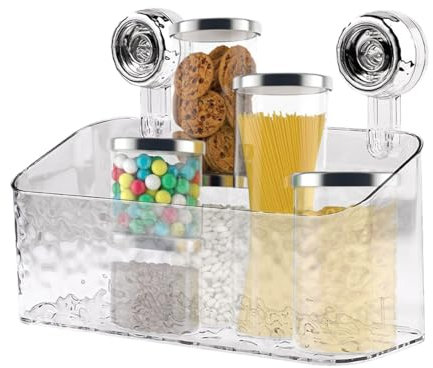 Mensola Doccia con Ventosa, Ripiano Ventosa, Portaoggetti Bagno con Ventosa Impermeabile,Dispenser E Organizer per Doccia, Carrello da Bagno con Aspirazione, Durevole E Stabile