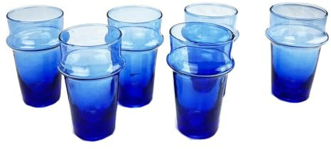 ARTIGIANATO VULCANO Lot de 6 verres marocains en verre beldi