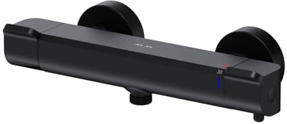 Duscharmatur Thermostat, Duschthermostat, Brausethermostat Brausearmatur, Thermostatbrausebatterie, Mischbatterie Dusche mit Verbrühschutz bei 38℃, Armatur für Dusche, AM.PM Flash FNA40022, Schwarz