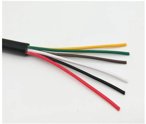 QAZMLP Matériel de Communication 5 mètres 24 AWG 22 AWG 20 AWG RVV 2/3/4/5/6/7/8 noyaux conducteur de Fil de cuivre câble électrique RVV Fil à Gaine Souple Noir Fils et câbles(20AWG 6C 5Meter)