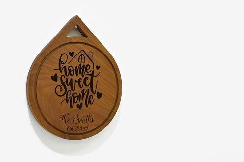 Round Wooden Chopping Board - Solid Iroko Wood - Engraved Cutting Board - Personalized Housewarming Gift - New Home Gift - Custom Closing