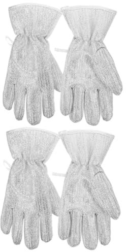 minkissy 2 Paar Silberne Reinigungshandschuhe Wiederverwendbarer Geschirrspülhandschuh Reinigungshandschuhe Mittel Handschuhe Reinigen Spülhandschuhe Mittel Küchenhandschuh Gummi Silver