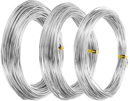 PATIKIL 1mm/1.5mm/2mm Filo Bonsai, 3 Rotoli Filo di Alluminio Anodizzato Floreale Filo per Alberi 49.2Ft per Fissaggio Rami da Giardino, Argento