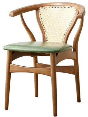 Wfxjyg2223 Rattan-Akzentstuhl, Rattan-Sessel mit tropischem Geflecht, Moderne Rattan-Esszimmerstühle, gepolsterte Rattan-Akzentstühle, Rattanstuhl für drinnen und draußen(Teak)