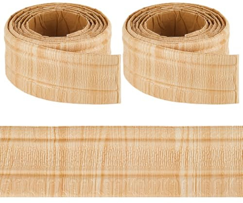 CRASPIRE Moldura de Corona para Papel Tapiz de 181 x 3.14 Pulgada Autoadhesiva Flexible con Veta de Madera Blanca Navajo Zócalo 3D Borde de Pared Adhesivo Tipo Espejo Líneas de Base de Espuma