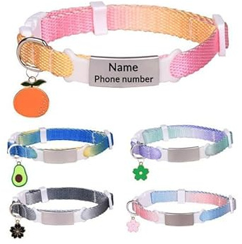 Personalisiertes Katzenhalsband mit Namensschild, tief graviertes Haustierhalsband für Katzen, Kätzchenhalsband (19,8 - 30,8 cm)