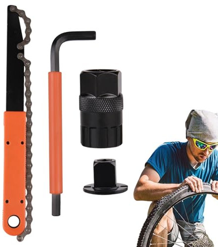 Fouet de chaîne pour vélo, clé à pédale en alliage d'aluminium et outil de retrait de cassette, retrait efficace du pignon pour vélos, réparation durable et légère pour l'entretien des pédales et des