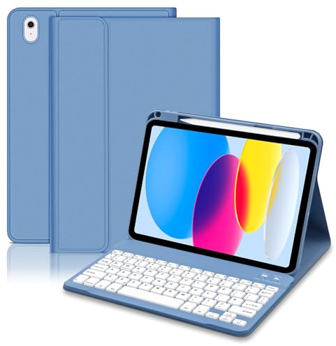 Hofsos Keyboard Case for iPad 11th Generation (A16) 11 Inch 2025, iPad 10th Gen 10.9 Inch 2022 - Magnetic Detachable Bluetooth UK Layout Keyboard Cover with Pencil Holder for iPad 11/10 Gen, Blue