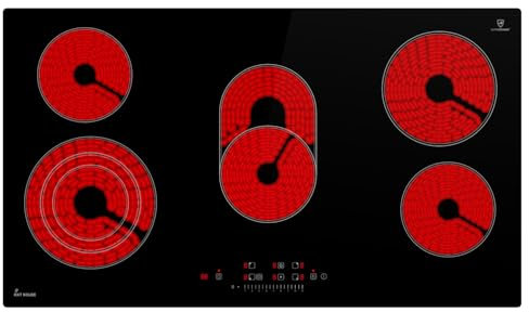 KKT KOLBE Table de cuisson vitrocéramique 90 cm | Indépendante | 8,7 kW | 5 zones | 9 niveaux | Zone rôtissoire | Zone triple | Sans cadre | Minuterie | Indicateur chaleur résiduelle | CH9005RL