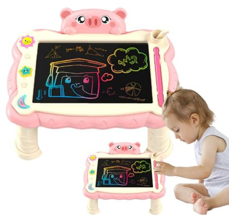 Mbiyhgta Tableta de Escritura LCD,Tablero de Dibujo Infantil - Pizarra Reutilizable con Soporte para Aprendizaje y Arte en Hogar, Escuela y Viajes