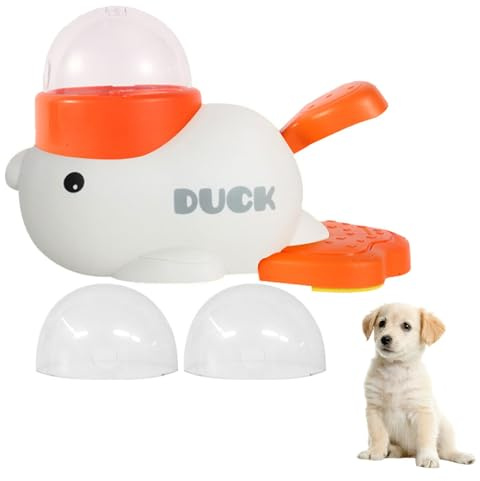 FYKTIK Dog Treat Dispenser Toy, Interactive Dog Puzzle Toys Duck Shaped Food Dispensing Toy, Brain Stimulation Toy for Boredom, Anti-Gulping Feeder for Fun Mealtime, Small & Medium Dogs (White)