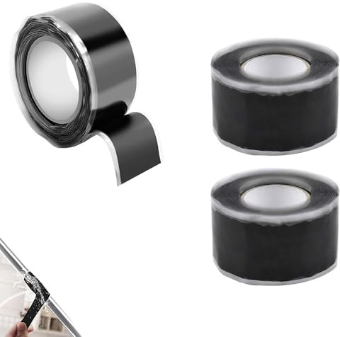 3 Rollos Cinta de Silicona de Autofusión Negro Cinta Aislante Impermeable | Cinta de Reparación Para Reparar Tuberías de Agua, Tubos y Cables