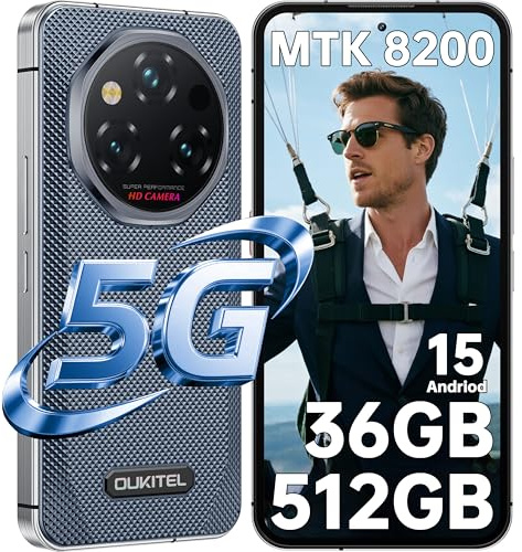 OUKITEL WP210 Telephone Portable Incassable Android 15-36Go+512Go 108 MP+32 MP Smartphone Incassable 5G AMOLED FHD+ 6,7 120Hz 8800mAh (45W), Dual SIM/OTG/GPS/Digital sous écran/Face ID/NFC - Gris