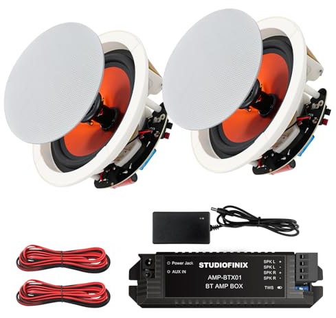 STUDIOFINIX Passiv takhögtalare, 10,2 cm, 240 W maximal utgångseffekt, perfekt för tydligt ljud i vardagsrummet, kontor, kök, källare och täckt terrass (2 högtalare)