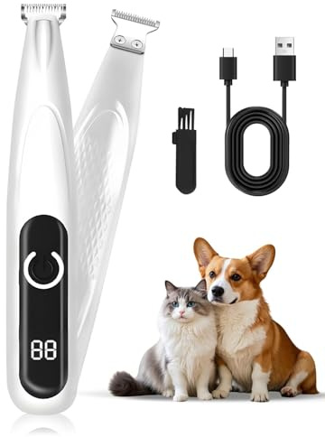 Pfotentrimmer für Hunde mit LED-Licht, Leise Hundepfoten Trimmer Paw Trim, 600mAh Type-C Wiederaufladbar, Paw Trim Pro Für Hunde, Katzen, Pfoten, Ohren, Gesicht
