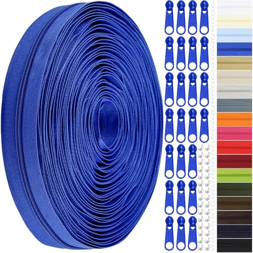 Cremallera sin fin con cremallera, 3 mm, 11 m, de nailon, por metros, cremallera continua y cremallera de metal para ropa, bolso, estuche, ropa de cama