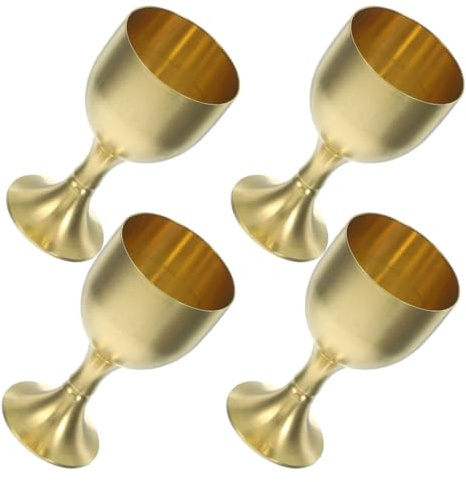 jojofuny Lot de 4 Calices Décoratifs en Laiton Doré Coupes Vintage sur Pied pour Usage Cérémoniel Fête Communion et Décoration Élégante