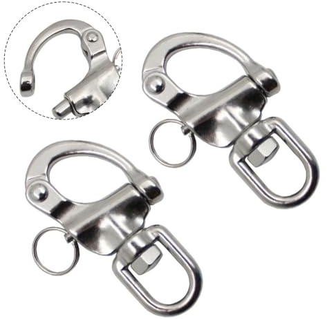 FUBESK Lot de 2 mousquetons en acier inoxydable 316 à dégagement rapide pour manille de bateau