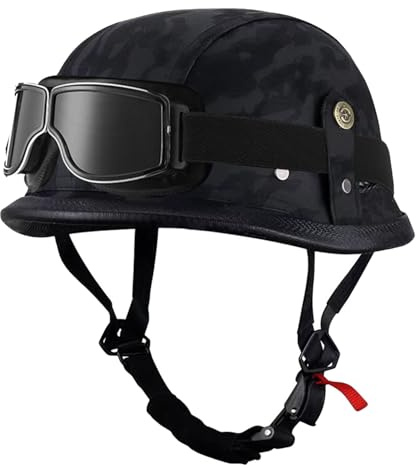 Vintage Caschi Cromwell Caschi Jet E Demi-Jet Con Occhiali Casco Mezzo Retrò Moto ECEDOT Omologato Elmetto Scodella Aperto Casco De Pelle Caschi Cruiser Per Uomini Donne F,M:57-58CM