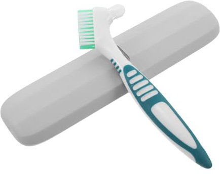 Mipcase Brosse à Dents Double Face pour Prothèses Dentaires Verte Étui de Rangement Bleu-Gris Kit Portable de Nettoyage pour Appareils Orthodontiques et Gouttières pour Voyage et