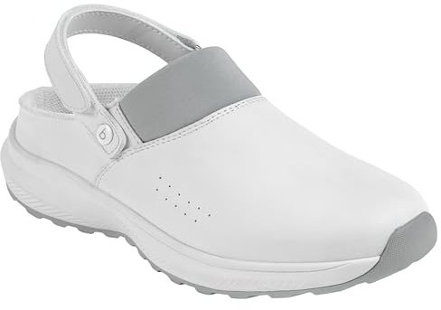 B-well Kai Sabots médicaux blancs - Chaussures de travail pour homme et femme - Chaussures d'infirmière antidérapantes anatomiques - Semelle EVA / caoutchouc