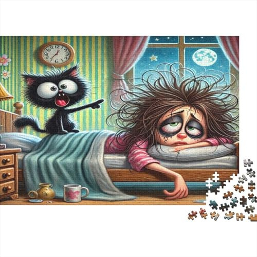 Puzzle Humour Insomniaque 1000 pièces 52x38 cm en Papier recyclé pour Amateurs de Puzzles Motif éveil fantaisiste Amusant Stimulant activité Maison décoration Murale idée