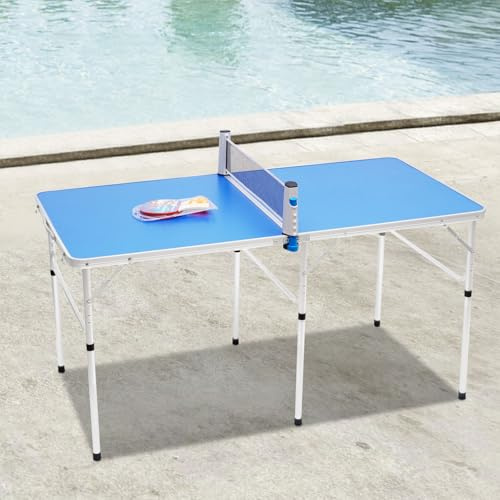 Set di tavolo da ping pong pieghevole, mini tavolo da ping pong portatile con racchette e palline in rete, salvaspazio, per interni, casa e famiglia