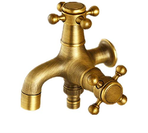 SYW Vintage Wasserhahn, Antik Messing Wasserhahn 1/2 Zoll, Garten-Wasserhahn, Waschmaschine Wasserhahn, Waschtischarmaturen, Auslaufventil für Badezimmer Küche Toilette Garten by
