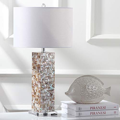 SAFAVIEH Lighting Collection Jacoby Coastal Cream Shell 29-inch Bedroom Living Room Home Office Desk Nightstand Table Lamp (LED Bulbs Included)