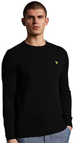 Lyle and Scott Men Crew Neck Cotton Merino Jumper - M Jet Black