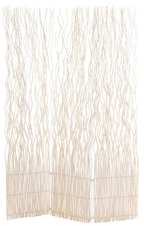 DESIGN DELIGHTS Weiden RAUMTEILER Wave 3 | 170x120 cm (HxB), Weidenholz | 3-teilige Trennwand, Paravent, Zweig Raumtrenner | Farbe: geblichen