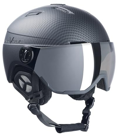 BLACK CREVICE Casque de Ski Calgary I avec visière Style Pilote - Couleurs différentes I Casque de Ski Hommes & Femmes I - en Polycarbonate I Casque de Ski Respirant I Taille réglable
