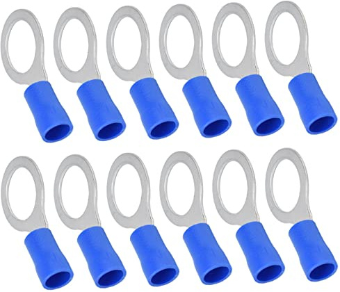 Electrical Wire Crimp Connectors, 50pcs Assorted Leak-Free Copper Insulated Ring Terminal Lugs for Electrical Projects for 4-6mm² Cable