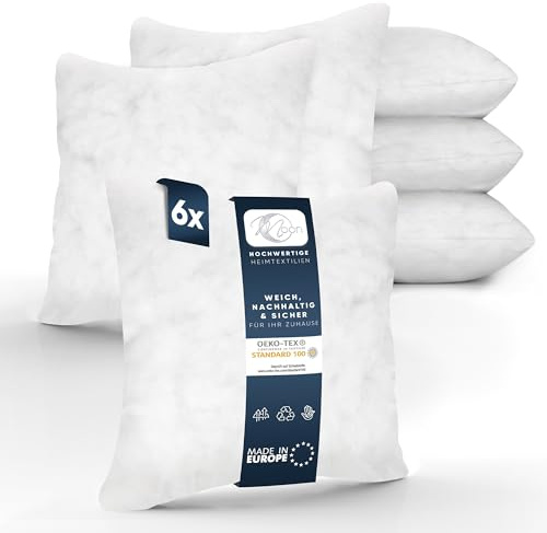 Moon Lot de 6 coussins de garnissage non tissés - Coussin intérieur - Coussin de canapé - Environ 40 x 40 cm - 240 g - Avec fibre creuse froncée (ferme)