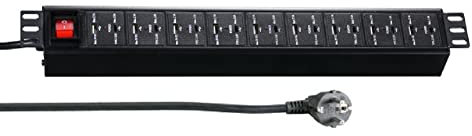 EFB 19 Zoll 1,5HE Steckdosenleiste/USB Ladeleiste 9 x USB-A + 9 x USB-C mit Schalter 3m, schwarz