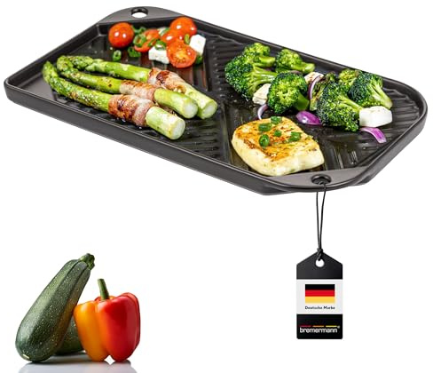 bremermann Grillpanna stengods för Matlagning, Stekhäll, Grillskål platt för BBQ, fyrkantig svart