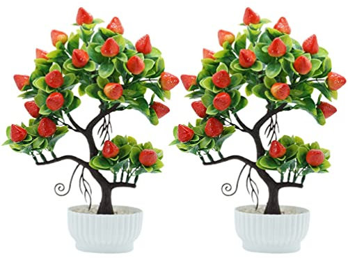 Yardwe 2stücke Künstlicher Obstbaum Mit Topf Simulations-Bonsai Künstliche Pflanze Für Wohnzimmer Küche Tischdekor Langlebig Und Pflegeleicht